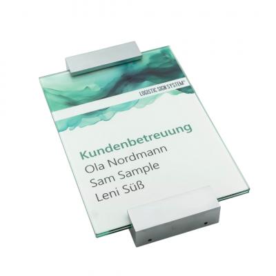 Tuerschild Vitrum A aus Glas DIN A5